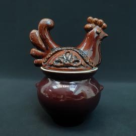 Сахарница керамическая винтажная, СССР. Петух, рельефный декор.