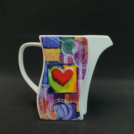 Сливочник молочник фарфоровый, ENS. Геометрический орнамент, сердце, ноты.