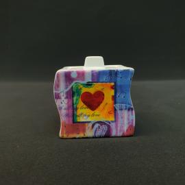 Сахарница фарфоровая винтажная, СССР. ENS. Сердце, ноты.