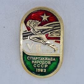 Значок СССР спартакиада народов ссср 1983 viii летняя со спортсменкой, советский и винтажный