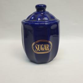 Сахарница керамическая винтажная, СССР. Кобальт, надпись sugar, роспись золотом.