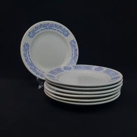 Винтажный набор из 6 десертных тарелок ЗиК Конаково, фаянс 175 мм, СССР