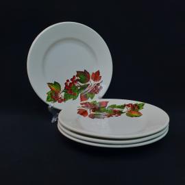 Винтажный набор из 4 десертных тарелок Чайка, фаянс 175 мм, СССР