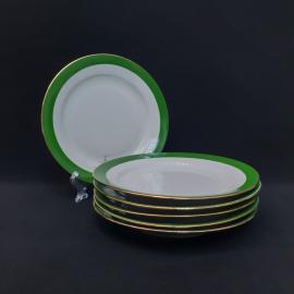 Винтажный набор из 6 десертных тарелок Дулево, фарфор роспись 17 см, СССР