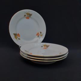 Винтажный набор из 4 десертных тарелок Дянко Стефанов, фарфор 195 мм, Болгария СССР периода