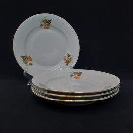 Винтажный набор из 4 столовых тарелок Дянко Стефанов, фарфор 225 мм, Болгария СССР периода