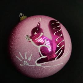 Елочная игрушка СССР,стекло,шар с белкой.Орловская фабрика Победа. Винтаж