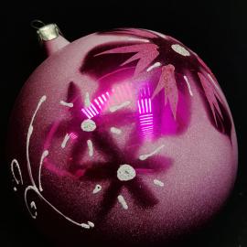 Елочная игрушка СССР,стекло,шар розовый с цветком.Орловская фабрика Победа. Винтаж