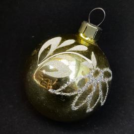 Елочная игрушка СССР стекло шар золотистый. Орловская фабрика Победа. Винтаж