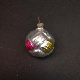 Елочная игрушка СССР,стекло,шар ребристый клубок. Винтаж