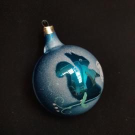 Елочная игрушка СССР,стекло,шар Белочка. Орловская фабрика Победа. Винтаж