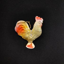 Винтажная елочная игрушка петушок 9х7, картонаж. СССР