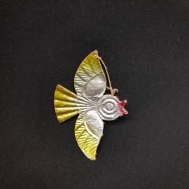 Винтажная елочная игрушка птичка 9х6, картонаж. СССР