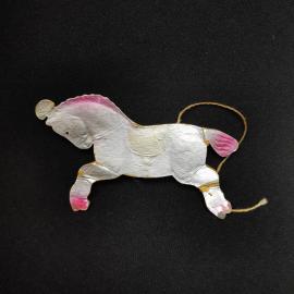 Винтажная елочная игрушка лошадка 11х7, картонаж. СССР