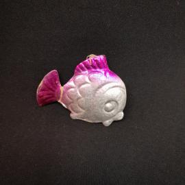 Винтажная елочная игрушка  рыбка 7х6, картонаж. СССР