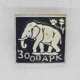 Значок СССР, зоопарк, слон и цветы, эмаль, коллекционный, советский и винтажный