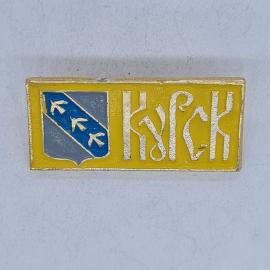 Значок СССР курск, герб города с тремя летящими птицами, эмаль, советский и винтажный