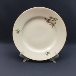 Тарелка фарфоровая винтажная СССР, Болгария. Розы, отводка золотом.