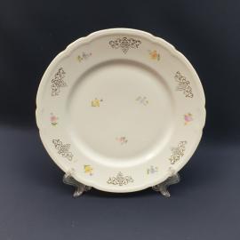 Тарелка фарфоровая винтажная СССР. Hutschenreuther. Цветы, роспись золотом.