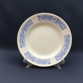 Тарелка фарфоровая винтажная СССР. Цветочный орнамент, синяя роспись.