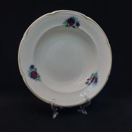 Тарелка фарфоровая винтажная СССР. Розы, роспись золотом.