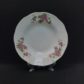 Тарелка фарфоровая винтажная СССР, Китай. Розовые цветы.