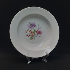 Тарелка фарфоровая винтажная СССР. Цветы.
