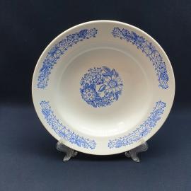 Тарелка фарфоровая винтажная СССР. Синий цветочный декор.