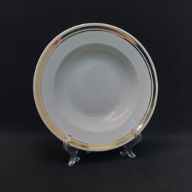 Тарелка фарфоровая винтажная СССР.  Роспись золотом.