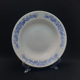 Тарелка фарфоровая винтажная СССР. Набор 2 штук. Синие цветы, цветочный орнамент.