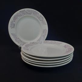 Тарелка фарфоровая винтажная СССР. Набор 6 штук. Ягоды и листья.