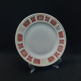 Тарелка фарфоровая винтажная СССР. Вербилки. Геометрический орнамент, роспись золотом.