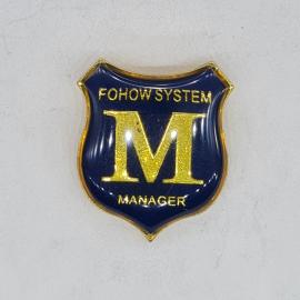 Значок СССР, fohow system, m manager, синий щит, металлический, советский и винтажный