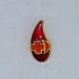 Значок СССР, красная капля крови и крест донора, советский и винтажный