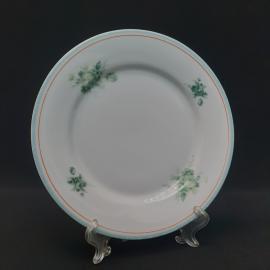 Тарелка фарфоровая винтажная СССР, Kahla. цветы, оранжевая кайма.