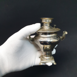 Винтажный сувенирный самовар Ясная Поляна высота 13 см металл СССР.