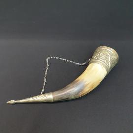 Винтажный сувенирный рог изобилия 29 см кость мельхиор СССР