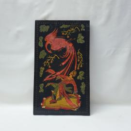 Винтажная картина, панно "Жар-птица" 27х45 см дерево, лак СССР