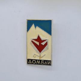 Значок СССР, Домбай, горы и эдельвейс, туристическая тематика, советский и винтажный