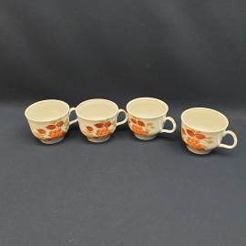 Кружка чайная кофейная, чашка фарфоровая СССР, винтажная. Набор 4 штуки. Ягоды, листья.