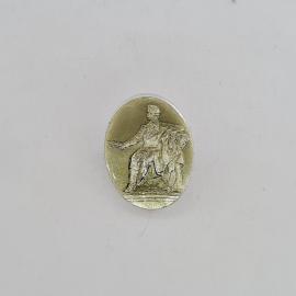 Значок СССР. Пушкинские горы, Пушкин сидит. Винтажный значек.