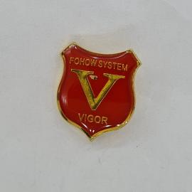 Значок СССР. Надписи Fonow System, Vigor, буква V на щите. Винтажный значек.