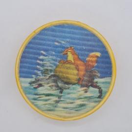 Значок СССР. Лиса и журавль, сказка. Винтажный значек.