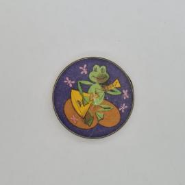 Значок СССР. Лягушонок с балалайкой, мультфильм, сказка. Винтажный значек.