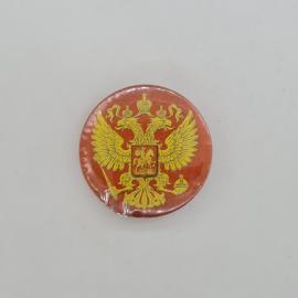 Значок СССР. Герб, двуглавый орел на красном фоне, государственная символика. Винтажный значек.