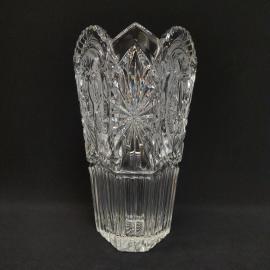 Винтажная ваза из хрусталя СССР. Фуксия в матовом овале, Красный Гигант, авт.Ледяев П.А.