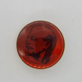 Значок СССР. Профиль Ленина, красный круглый, политическая тематика. Винтажный значек.