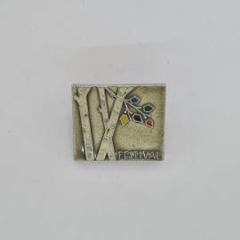 Значок СССР. Festival, березы и цветные листья, фестиваль. Винтажный значек.