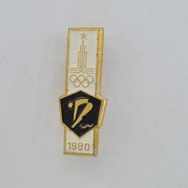 Значок СССР. Олимпиада 1980, спорт, олимпийские кольца, эмблема. Винтажный значек.