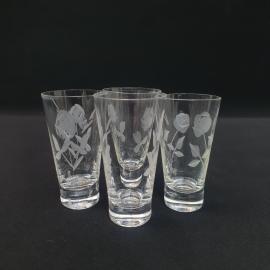 Винтажный набор стопок 4 шт , стекло, 150 мл 9 см, СССР